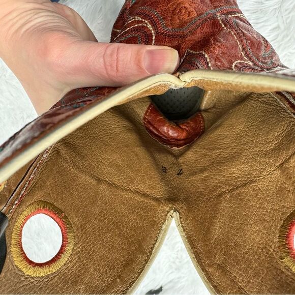 Ariat Square Toe Red & Black Embroidered Leather Western Cowboy Boots - Picture 14 of 14